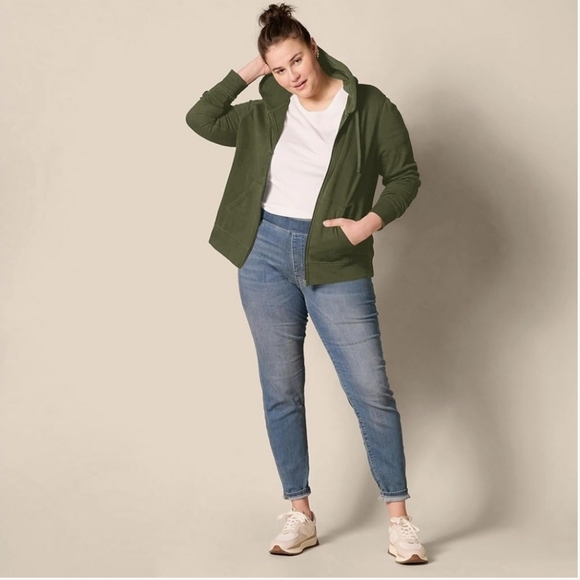 Amazon Essentials Tops - Amazon Essentials Olive Green Zip-Up Hoodie Women's XL NEW